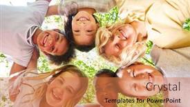  Presentation with multicultural - Audience pleasing PPT theme consisting of multicultural-children-group-in-circle backdrop and a coral colored foreground