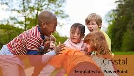  Presentation with multicultural - Cool new slides with multicultural-children-have-fun backdrop and a red colored foreground