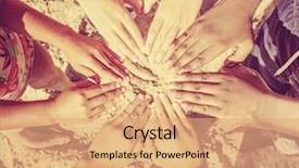  Presentation with multicultural - Colorful PPT theme enhanced with multicultural children's hands backdrop and a coral colored foreground