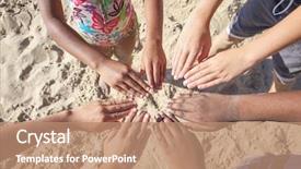  Presentation with childrens hands - Slide deck enhanced with multicultural childrens hands background and a coral colored foreground