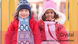  Presentation with multicultural kids - Theme consisting of multicultural family - cute little kids on playground background and a  colored foreground