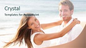  Presentation with honeymoon - Amazing presentation theme having holding around each other hugging backdrop and a sky blue colored foreground