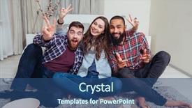  Presentation with carpet - Audience pleasing presentation theme consisting of mate - three smiling friends sitting backdrop and a ocean colored foreground