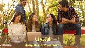  Presentation with multicultural education - Theme having multicultural education - group of friends background and a tawny brown colored foreground