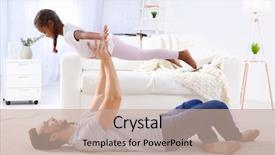  Presentation with african american mothers - Presentation theme with multicultural family - happy father playing with african background and a coral colored foreground