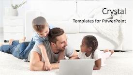  Presentation with multicultural - Cool new presentation theme with multicultural family - happy father with interracial children backdrop and a white colored foreground