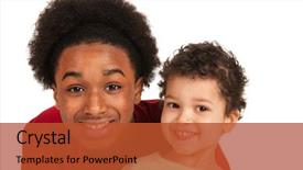  Presentation with multi cultural - PPT theme consisting of multicultural family - two multi-cultural half brothers background and a red colored foreground
