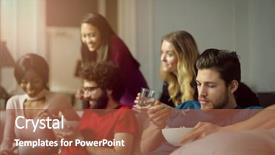  Presentation with snack food - Presentation design with multicultural food - friends eating a snack background and a tawny brown colored foreground