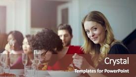  Presentation with eating - PPT theme having multicultural food - hungry friends eating background and a tawny brown colored foreground