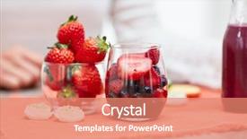  Presentation with fruit vegetable juice - Presentation theme featuring multicultural food - young woman drinking healthy fruit background and a coral colored foreground