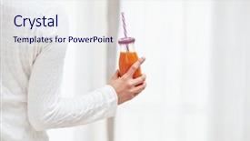  Presentation with multicultural - Colorful presentation enhanced with multicultural food - young woman drinking healthy fruit backdrop and a sky blue colored foreground