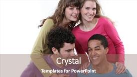  Presentation with people - Colorful PPT theme enhanced with multicultural friends - group of young people backdrop and a  colored foreground