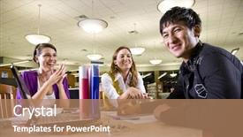  Presentation with college - Colorful presentation design enhanced with happy young foreman lifting backdrop and a dark gray colored foreground.