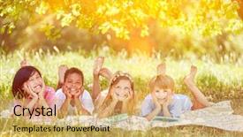  Presentation with multicultural - PPT layouts having multicultural group of children lies background and a  colored foreground