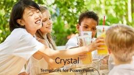  Presentation with multicultural kids - Colorful theme enhanced with multicultural group of kids is backdrop and a  colored foreground