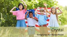  Presentation with multicultural kids - PPT layouts with multicultural group of kids background and a yellow colored foreground