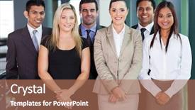  Presentation with multicultural - PPT theme featuring multicultural - group of young businesspeople standing background and a coral colored foreground