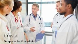  Presentation with medical training - Slide deck consisting of multicultural-medical-team-in-hospital background and a soft green colored foreground