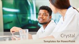  Presentation with learn - Slide deck having multicultural-medicine-students-learn-together background and a lemonade colored foreground