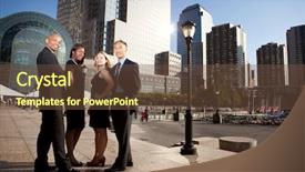  Presentation with multicultural - Theme with multicultural people - successful business team background and a tawny brown colored foreground