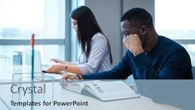  Presentation with multicultural - Presentation design consisting of multicultural students studying background and a light blue colored foreground