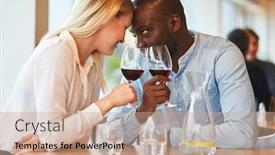  Presentation with multicultural - Slides with multicultural-young-couple-in-love background and a coral colored foreground