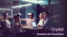  Presentation with virtual team meeting - Audience pleasing presentation consisting of multiethnic business team using virtual backdrop and a wine colored foreground