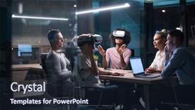  Presentation with virtual team - Slides featuring multiethnic business team using virtual background and a wine colored foreground