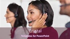  Presentation with call center - PPT theme enhanced with multiethnic-colleagues-working-team background and a tawny brown colored foreground