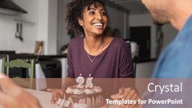  Presentation with birthday wife - Presentation featuring wife celebrating birthday with husband background and a coral colored foreground