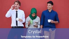  Presentation with business pink - Audience pleasing presentation theme consisting of multiethnic-group-of-casual-business backdrop and a ocean colored foreground