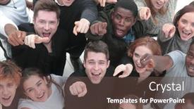  Presentation with group - Audience pleasing presentation theme consisting of multiethnic-group-of-five-male backdrop and a tawny brown colored foreground