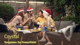  Presentation with drinking alcohol - Colorful slide deck enhanced with multiethnic-group-of-friends-sitting backdrop and a tawny brown colored foreground