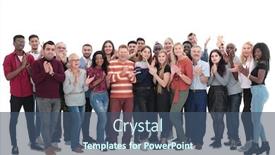  Presentation with people - Audience pleasing presentation theme consisting of multiethnic-large-group-of-people backdrop and a ocean colored foreground