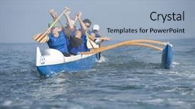  Presentation with race car a red racing - Audience pleasing presentation design consisting of multiethnic outrigger canoeing team backdrop and a light blue colored foreground