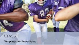  Presentation with football field - Presentation having multiethnic-players-playing-american-football background and a light blue colored foreground
