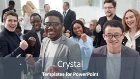  Presentation with educational - Colorful PPT theme enhanced with multiethnic-staff-take-part backdrop and a gray colored foreground