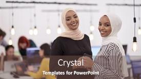  Presentation with coworking - Presentation design consisting of multiethnic-startup-business-people-team background and a tawny brown colored foreground