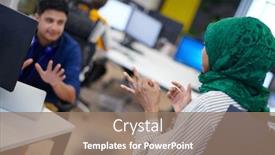  Presentation with hijab modern - Slide set enhanced with multiethnic-startup-business-team-arabian background and a coral colored foreground