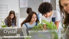  Presentation with high school students - Slides having multiethnic-students-analyzing-plant-experiment background and a gray colored foreground