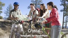  Presentation with k2 mountain movement - Audience pleasing PPT theme consisting of multiethnic young friends with mountain backdrop and a  colored foreground