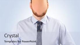  Presentation with faceless - Colorful slide deck enhanced with multifaceted - faceless man on blue background backdrop and a  colored foreground