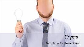  Presentation with faceless - Cool new PPT theme with multifaceted - faceless man with lamp backdrop and a  colored foreground