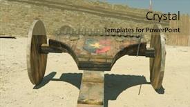  Presentation with wood - Audience pleasing presentation theme consisting of ancient weapons - multifiring cannon woth wood carriage backdrop and a coral colored foreground