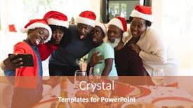  Presentation with family as institution - Audience pleasing PPT layouts consisting of multigeneration-family-wearing-santa-hats backdrop and a coral colored foreground