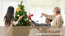  Presentation with family tree - Slide deck consisting of multigenerational-asian-family-decorating background and a coral colored foreground