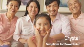  Presentation with family - Slide set enhanced with multigenerational family smiling portrait background and a coral colored foreground