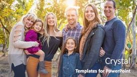  Presentation with race - Presentation theme enhanced with multigenerational-mixed-race-family-portrait background and a ocean colored foreground