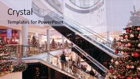  Presentation with mall - Beautiful presentation featuring multilevel shopping mall interior decorated backdrop and a light blue colored foreground