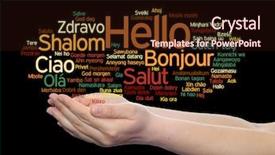  Presentation with multilingual - Cool new presentation theme with multilingual metaphor to world backdrop and a wine colored foreground